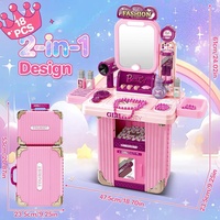 Ensemble de jeu de simulation de coiffeuse pour enfants avec valise, éclairage et miroir