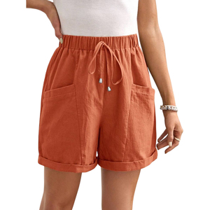 Short en lin pour femme de coupe classique avec un look élégant à taille haute Inde - Product Image 4