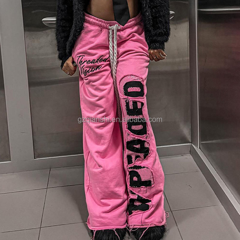 Pink Stacked Sweatpants Pink Stacked Sweatpants Trend Stylish
