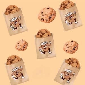 Sacs en papier et boîtes en papier personnalisés de qualité alimentaire, résistants à l'huile, avec logo pour les restaurants à emporter, pour les beignets, les croissants, le pain, les biscuits - Product Image 2