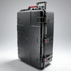 840x571x324mm büyük boy ABS malzeme siyah renk sert çanta plastik tekerlekler ile ekipman için plastik aracı bavul arabası - Product Image 3