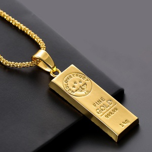 สร้อยคอจี้ทองคำแท่งแนวตั้ง <span class=keywords><strong>MGOLD</strong></span> WE TRUST ชุบทอง 18k PVD ไม่ลอก ไม่ดำ ทำจากสแตนเลสสตีล สำหรับผู้ชาย สไตล์ฮิปฮอป - Product Image 1
