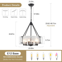Lampe à suspension de forme moderne pour chambre à coucher salon salle à manger abat-jour en verre suspendu dédié à l'espace de taille moyenne en métal