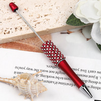 Bling Diamond Glitter Beaded charm Recarga de tinta Bolígrafo en blanco DIY Beaded Crystal Pearl Pens Bolígrafo