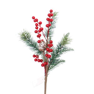 Décoration de Noël Artisanale Givrée Rouge et Verte, Branche Florale de Baies Artificielles en PVC et Fer, 60 cm, Fournitures pour Décorations de Fruits - Product Image 3