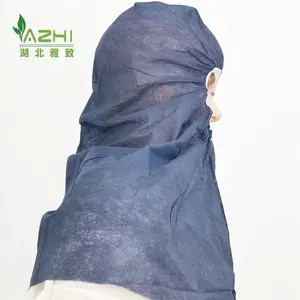 PPE Hubei maker disposable PP30gsm dark blue /navyhood cover with good quality hooded shoulder caps for Malaysia