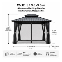 Pergola en aluminium haute résistance avec toit rigide ventilé, système de drainage, résistante aux intempéries, pour terrasse de villa
