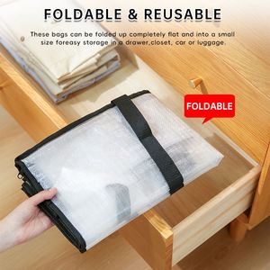 Sac de rangement de déménagement grande capacité avec poignées renforcées, sac de rangement transparent robuste pour couettes, couvertures, literie et vêtements - Product Image 4