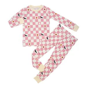New Hot Selling Lovely Printing Kids Clothing Sets Soft Digital Printing Bamboo Viscoes Long Sleeved 2PCS Girls Baby Pajamas