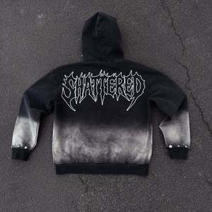Men's Hooded <b>Zipper</b> <b>Sweatshirt</b> Oversized Punk Style Letter Print Knitted Polyester Autumn Streetwear - Product Image 2
