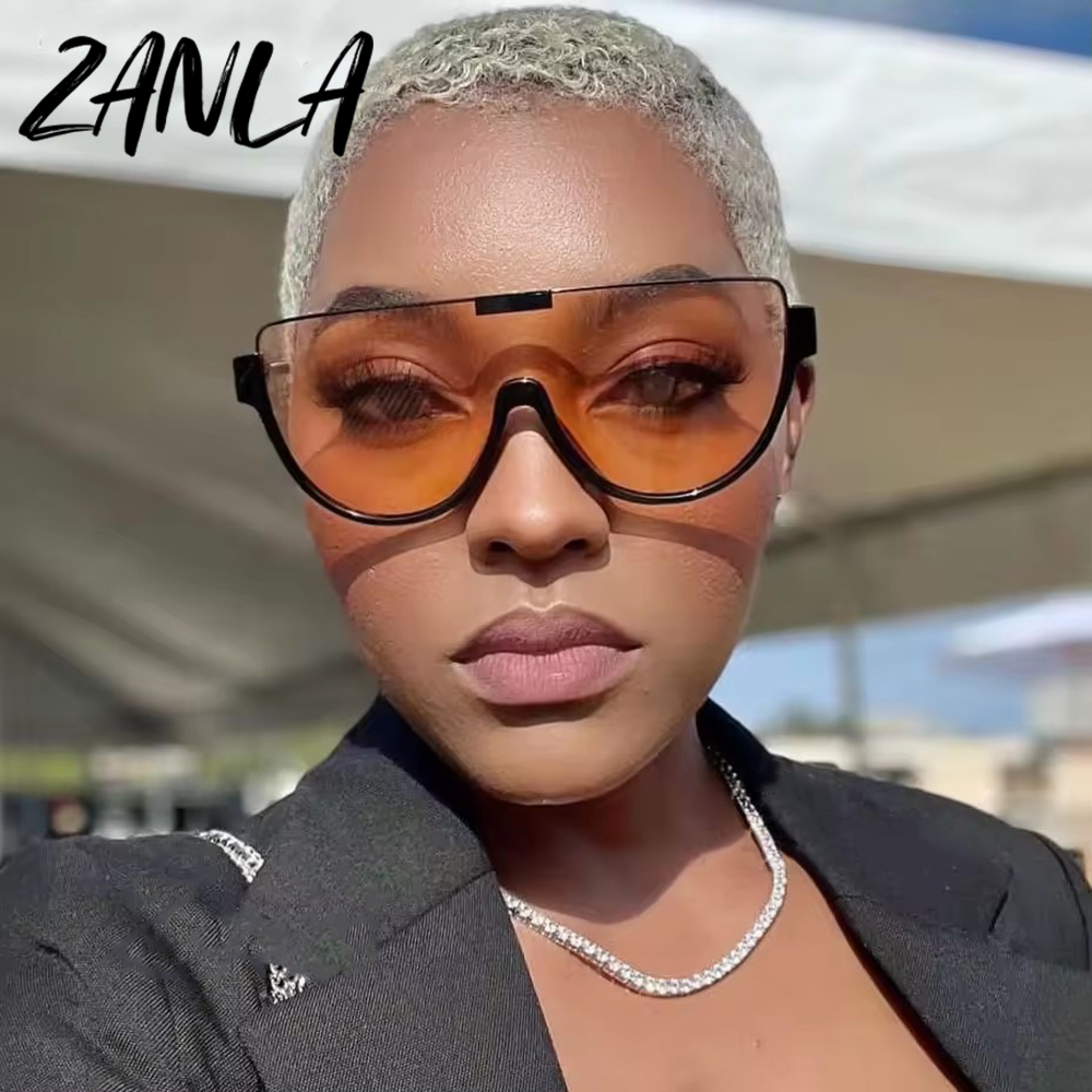 Oversized One Piece Lens Orange Sunglasses Women Men 2024
