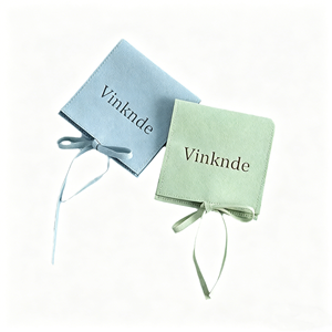 Pochette à bijoux en velours suédé personnalisée, luxueuse et discrète, avec fermeture à ruban, logo en relief, couleur pastel macaron, sac de rangement portable - Product Image 2