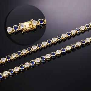 Collar de Cadena de Tenis para Mujer con Zirconia en Forma de Corazón y Diamantes de Zafiro, Chapado en Oro de 14K, Alta Calidad, Personalizado, Venta al por Mayor de Joyería CM - Product Image 5