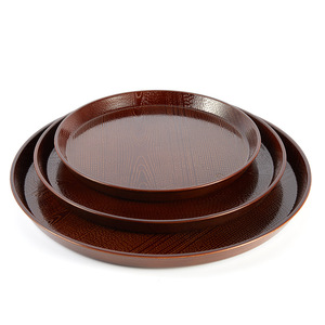 Round Wood Grain Serving <b>Tray</b> Brown Japanese Style Dessert <b>Tea</b> Sushi <b>Tray</b> Hotel Coffee Drink Use - Product Image 3