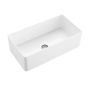 Fregadero de cocina de cerámica de arcilla refractaria blanco de 36 pulgadas, con delantal frontal, un solo tazón, estilo granja, profundo - Product Image 1