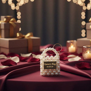 Bomboniere Personalizzate per Matrimonio, Regali per Ospiti, Bomboniere Personalizzate per Addio al Nubilato, Bomboniere Nuziali, Portachiavi con Mini Perle Artificiali in Sacchetto - Product Image 5