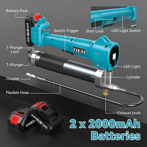 Pistolet à <span class=keywords><strong>graisse</strong></span> haute pression sans fil 21 V, <span class=keywords><strong>pompe</strong></span> à <span class=keywords><strong>graisse</strong></span> électrique alimentée par batterie - Product Image 5