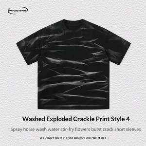 Camiseta de algodón de 260 g con efecto Monkey Wash, transpirable, que absorbe la humedad, de manga corta, corte holgado, estilo Hip <span class=keywords><strong>Hop</strong></span>, para parejas, con hombros caídos. - Product Image 6