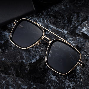 Lunettes de soleil carrées Toto Hanc pour hommes, verres PC UV400, or noir, rétro, double pont, protection solaire extérieure - Product Image 2