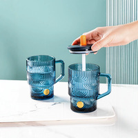 Hxglass – Tasses en verre bleu nuage pour eau, thé, lait, café, avec paille, isolation thermique, surface gaufrée, coffrets cadeaux de luxe pour femmes