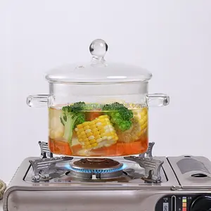 Heat Resistant Thickening Glass Borosilicate Glass Cooking Pot with Cover lid housewares