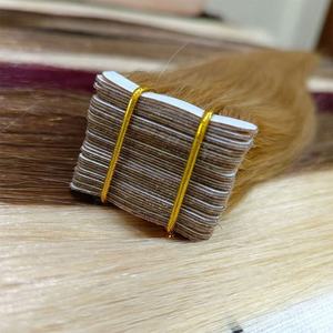 Extensions de cheveux à bandes adhésives en cheveux humains vierges bruts, lisses et soyeux, de qualité supérieure, alignées sur la cuticule, origine cambodgienne et russe, en promotion - Product Image 6