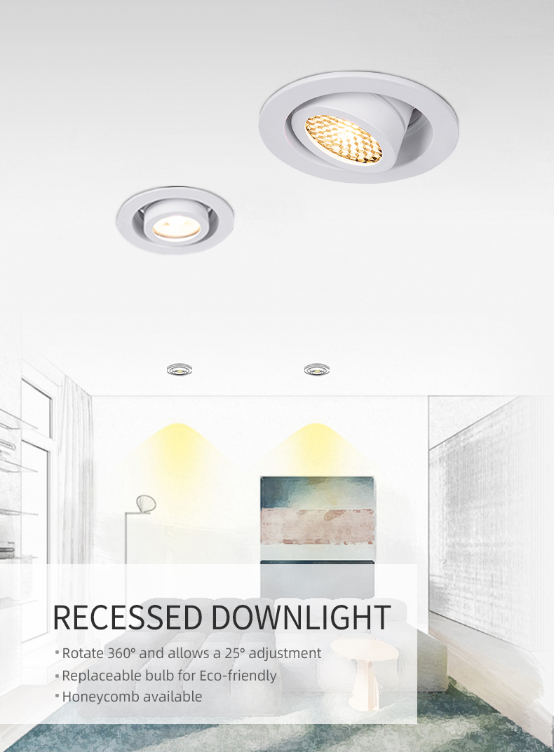 Hotel 10W Recessed Cob Downlight Adjustable LED Down Light