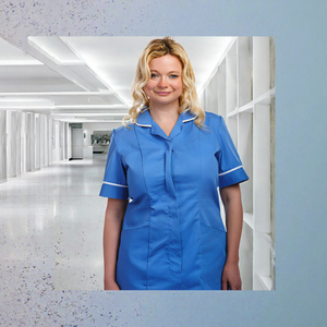 Tunique de soins de santé pour femmes, col rond, manches courtes, bordure contrastée, uniforme d'infirmière médicale, travail à l'hôpital - Product Image 3