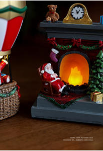 Village Résine Noël Père Noël Montgolfière Table Noël Père Noël <span class=keywords><strong>Cheminée</strong></span> Veilleuse Cadeau Décoration Ornements - Product Image 5