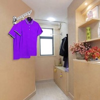 Porte-vêtements mural, barre à vêtements, crochets en acier inoxydable avec bras pivotant, organisateurs et rangements pour placard