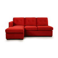 Canapé-lit sectionnel en tissu rouge en forme de L avec rangement et chaise longue pour salon, appartement, mobilier de maison