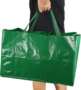 حقائب منسوجة رخيصة من البولي بروبيلين كبيرة الحجم قابلة لإعادة الاستخدام للتسوق مصنوعة من خامات كثيفة منسوجة مطبوعة حسب الطلب