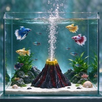 Décoration d'aquarium en résine, pierre à bulles d'air, rocher de montagne, forme volcan, ornement pour aquarium