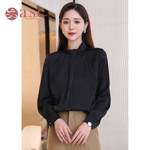 Neu eingetroffen: Frühlings-Webbluse mit Knöpfen, modisch, lange Ärmel, hochwertig, luxuriös, schwarz, elegant, für Damen, Büro, Business. - Product Image 2