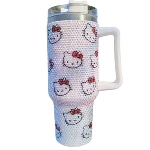 Taza de coche de acero inoxidable de gran capacidad de 40oz al por mayor, diseño de gato de dibujos animados de diamante, succión al vacío, viaje, de hielo' '<span class=keywords><strong>Rey</strong></span>, térmica caliente - Product Image 6