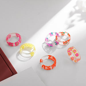 Thời Trang Cá Tính Phụ Nữ Trong Suốt Ngón Tay Nhẫn Đầy Màu Sắc Dâu Tây Chanh Trái Cây Nhựa Vòng Mới 2025 - Product Image 4