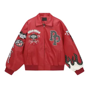Produttore Diretto di Giacche Bomber 2026, Giacca Vintage da Uomo con Strass, Streetwear Personalizzato con Effetto Invecchiato - Product Image 3