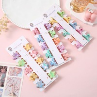 10pcs Grosir Jepit Rambut Mini Bintang Plastik Korea Warna-warni untuk Wanita, Anak Perempuan, dan Anak-anak, Aksesoris Rambut Bunga Manis, Perhiasan