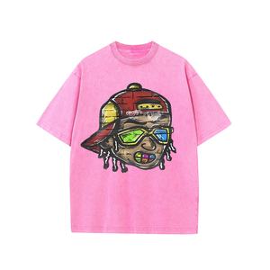 <b>High</b> Quality Heavyweight Unisex Retro Acid Washed Cotton <b>Tshirt</b> Comfortable Oversized Print Custom O-<b>Neck</b> <b>Tshirts</b> for Men - Product Image 3