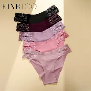 FINETOO New Women Comfortable Sexy Seamless Ladies Briefs Lace Underwear Girls Panties Female Underpants Lingerie