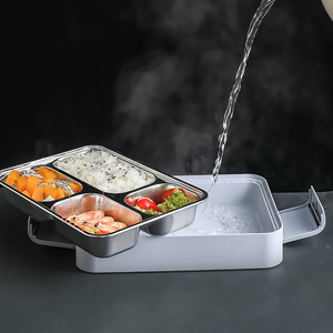 Lekfre 304 thép không gỉ Hộp Ăn trưa với 4 ngăn và nhựa hộp đựng thức ăn Bento cách nhiệt Hộp Ăn Trưa cho sinh viên - Product Image 5