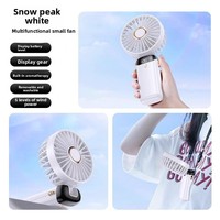 Mini ventilateur USB portable pliable rechargeable silencieux avec support de téléphone, affichage numérique intelligent, moteur AC 5 vitesses, pour étudiants