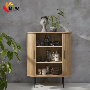 Modernes Sideboard Aufbewahrungsschrank mit Lamellen- und Schiebetüren <span class=keywords><strong>Highboard</strong></span> im Lamellen-Look - Product Image 6