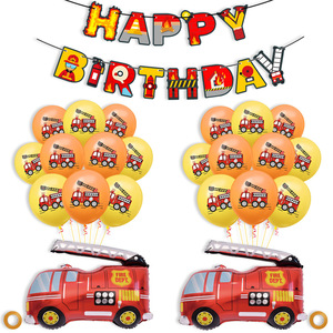 <span class=keywords><strong>Ensemble</strong></span> de décoration sur le thème de la construction et de l'ingénierie pour fête de camion de pompiers, comprenant une bannière et des décorations pour cupcakes, pour les fournitures d'anniversaire des garçons - Product Image 2