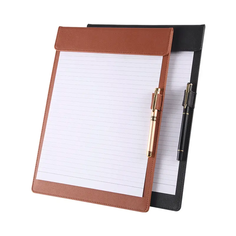 A4 PU Leder Notepad Magnet clip Datei Zwischen ablage Clip folio Zwischen ablage mit Perforation Notepad für Geschäfts treffen und Hotel