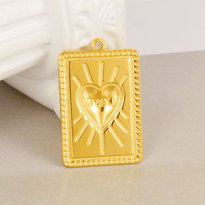 <span class=keywords><strong>Verve</strong></span> moda infantil 304 Acero inoxidable francés amor etiqueta corazón colgante DIY collar accesorios joyería - Product Image 3