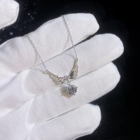 Joyería fina al por mayor Plata de Ley 925 1 quilate Moissanite elegante alas de Ángel colgante collares para mujeres