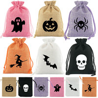 Halloween-Jutebeutel mit Kordelzug: Kürbis, Geist, Spinne, Totenkopf – Süßes oder Saures Tasche, Feiertagsparty-Geschenk-Aufbewahrungsbeutel, Siebdruck