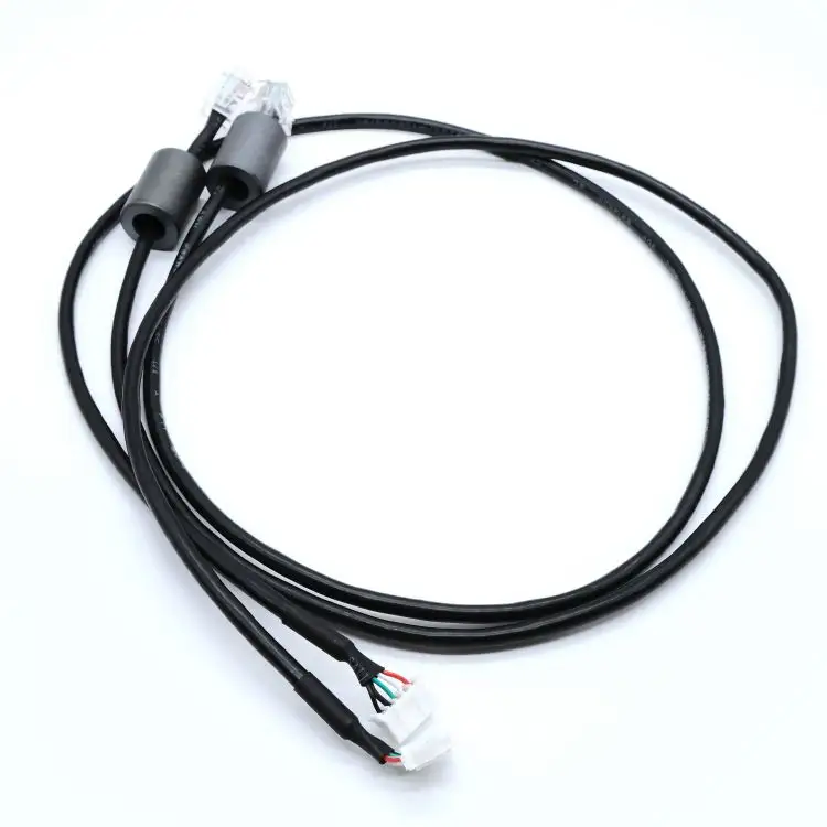 RJ11 rj12 6p6c 6p4 to 5 pin ph 2.0 housing flat cable assembly with Ferrite Toroidal Iron Core Telephone Modem Patch Cable