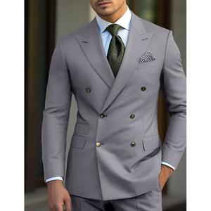 Herren Formeller Slim-Fit Anzug mit Doppelreiher und Fruchtkragen in Vielen Farboptionen Atmungsaktive Hochzeitskleidung Großhandel - Product Image 4